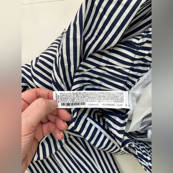 Zara Striped Paper Bag Pants blue white size S - Picture 6 of 11